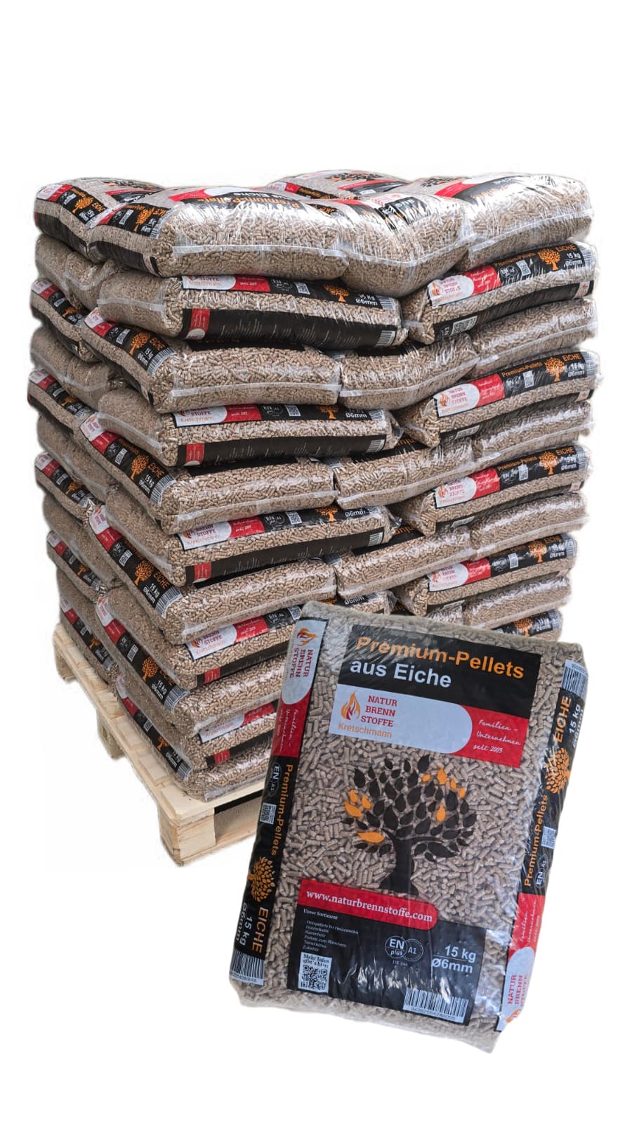 Eichen-Pellets "Naturbrennstoffe" 990 kg – ENplus A1 | Holzpelletsexpress